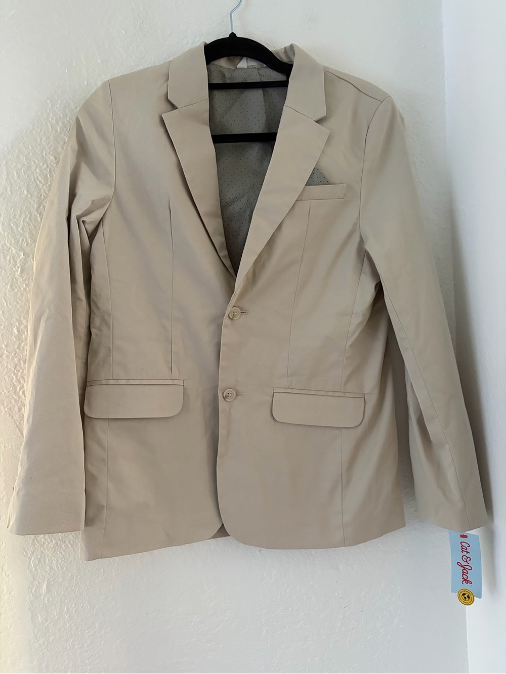 Boys Beige Two-Button Blazer - Classic Tailored Fit